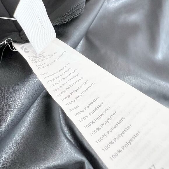 Fabletics Leggings Womens 1X Black Vegan High-Waisted Pebbled Leather Zip New - Picture 9 of 12